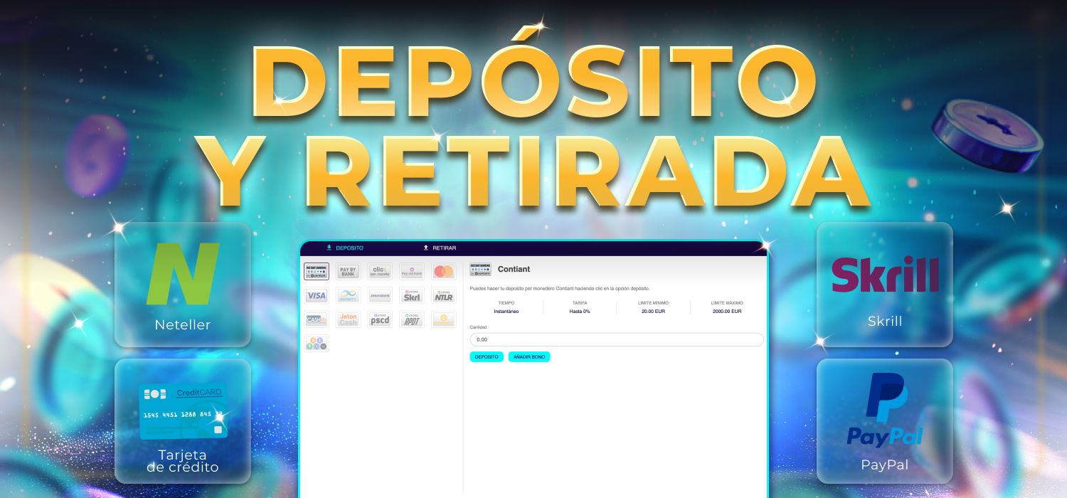 opciones de pago disponibles en art casino